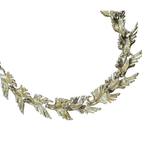 Lisner Floral Leaf Choker Adjustable Necklace 12-15" Gold Tone Vintage Marked - Picture 8 of 8